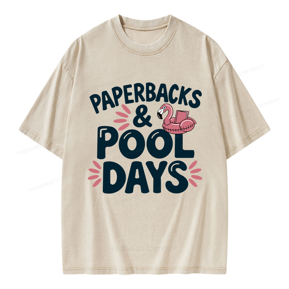 Pagewings Paperbacks And Pool Days Unisex Washed T-shirt