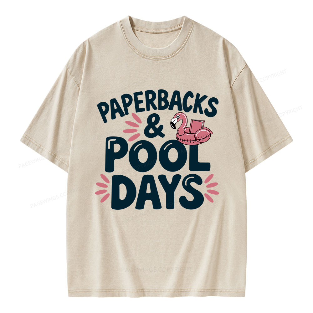 Pagewings Paperbacks And Pool Days Unisex Washed T-shirt