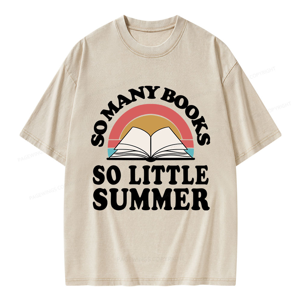 Pagewings So Many Books So Little Summer Unisex Washed T-shirt