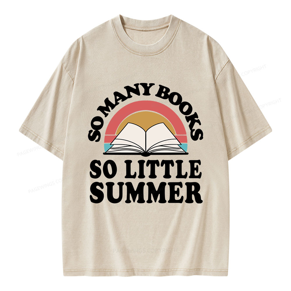 Pagewings So Many Books So Little Summer Unisex Washed T-shirt