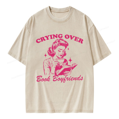 Pagewings Crying Over Book Boyfriends  Unisex Washed T-shirt
