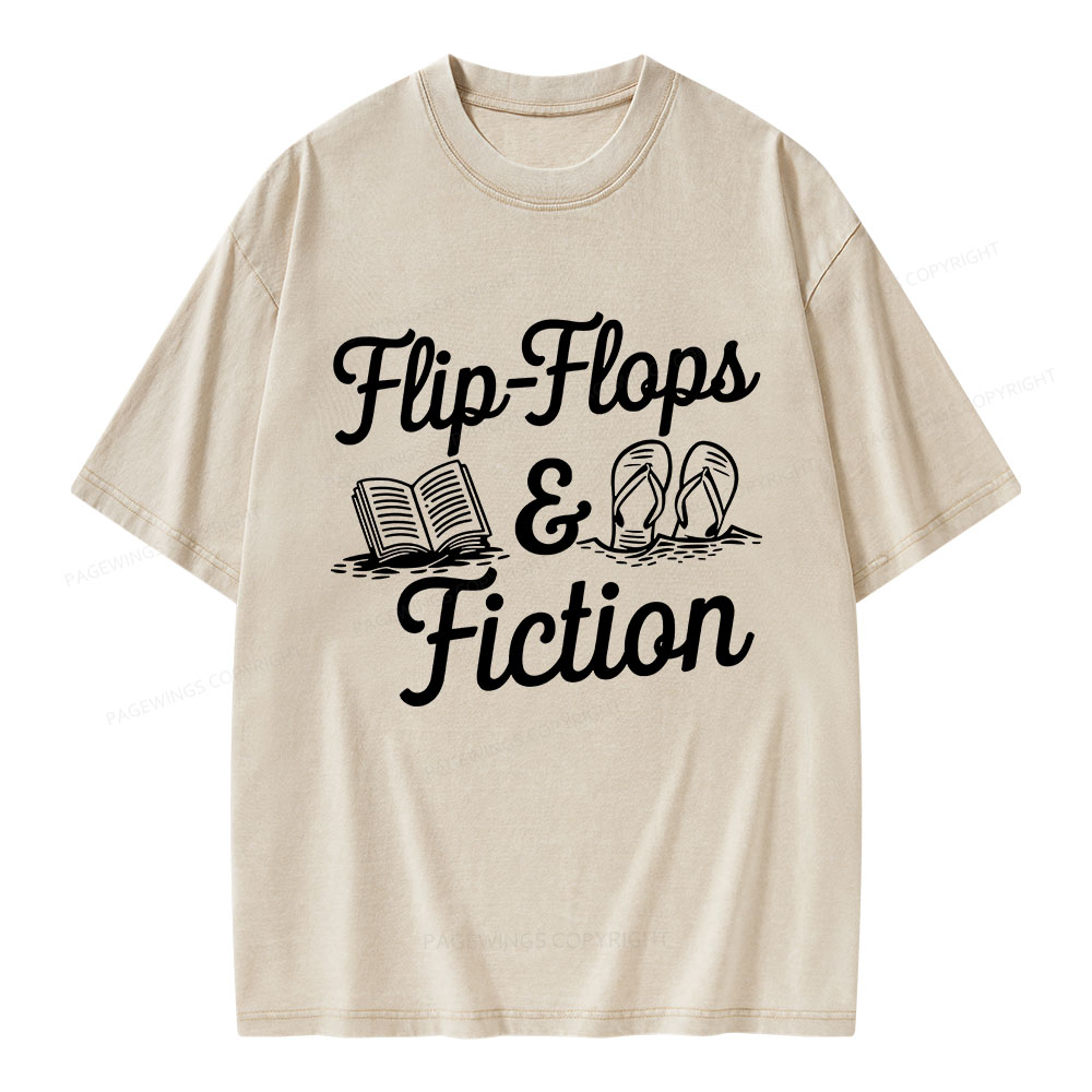 Pagewings Flip Flops And Fiction Unisex Washed T-shirt