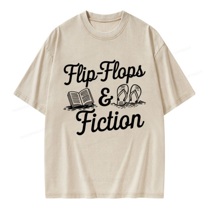 Pagewings Flip Flops And Fiction Unisex Washed T-shirt
