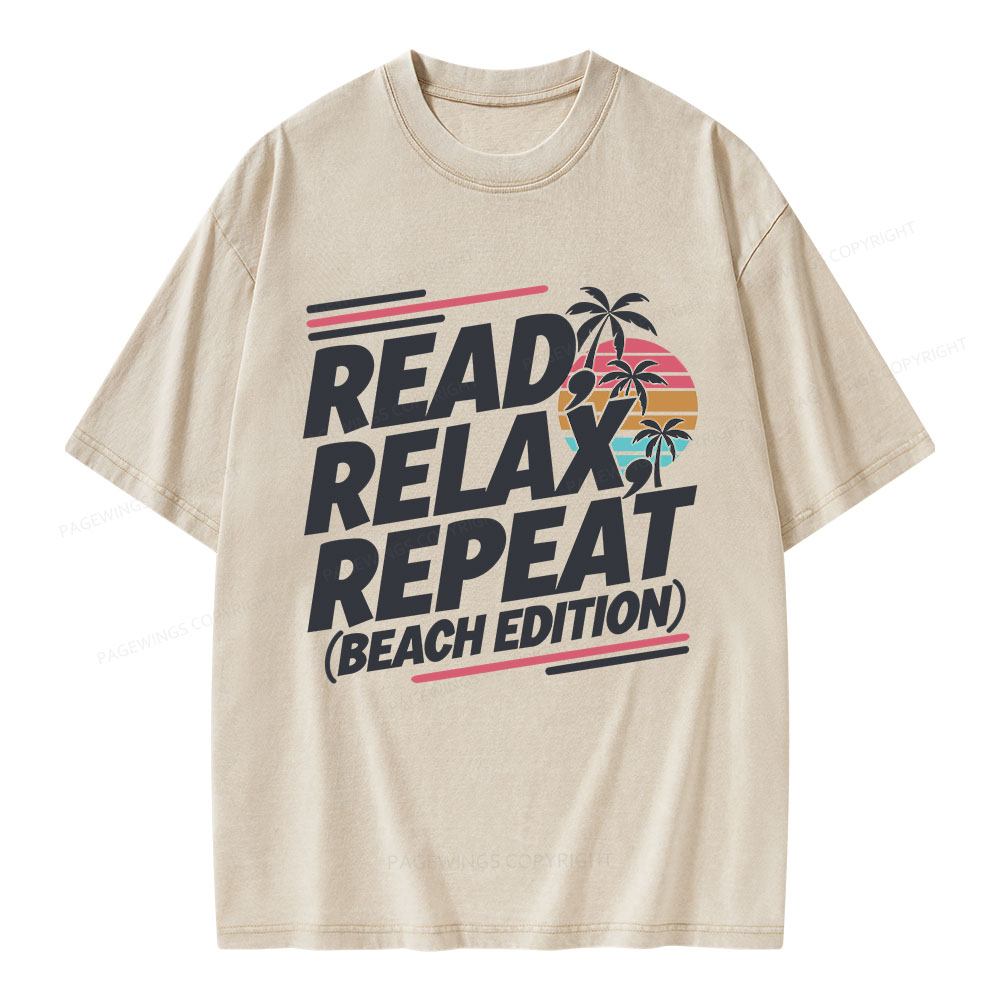 Pagewings Read Relax Repeat Unisex Washed T-shirt