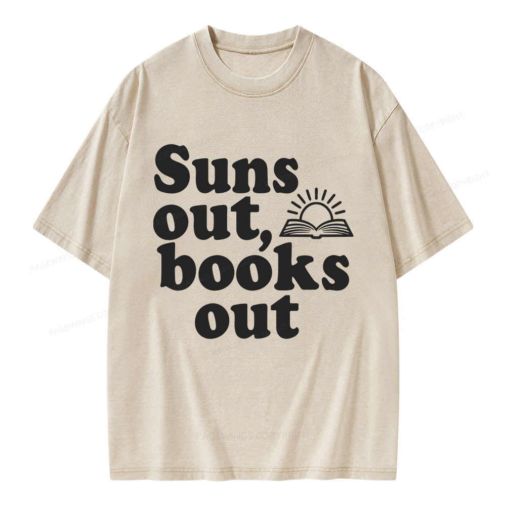 Pagewings Suns Out Books Out Unisex Washed T-shirt