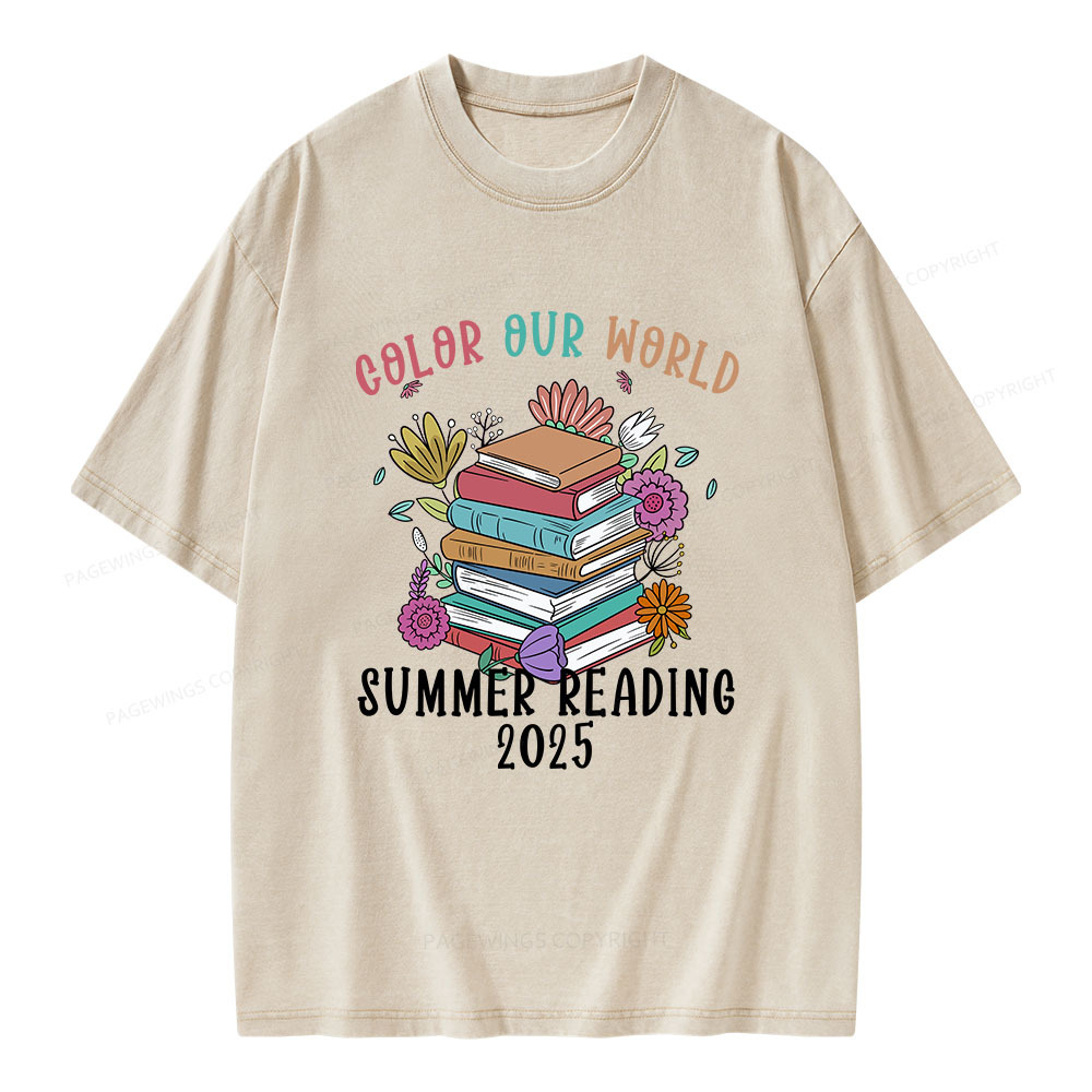 Pagewings Summer Reading 2025 Unisex Washed T-shirt