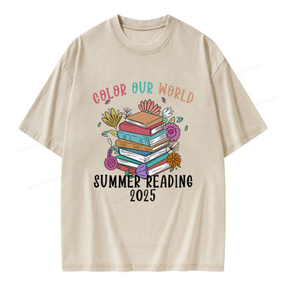 Pagewings Summer Reading 2025 Unisex Washed T-shirt
