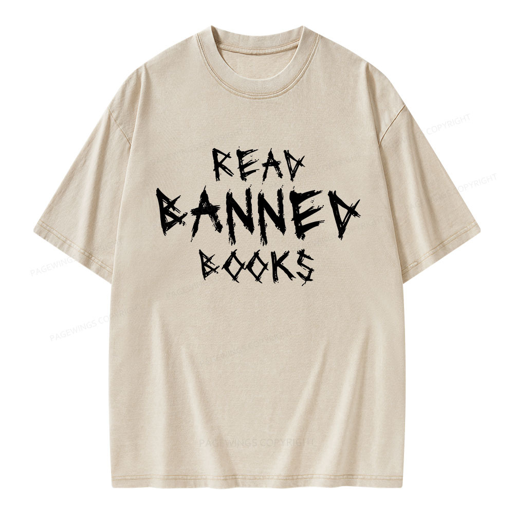 Pagewings I Read Banned Books Unisex Washed T-shirt