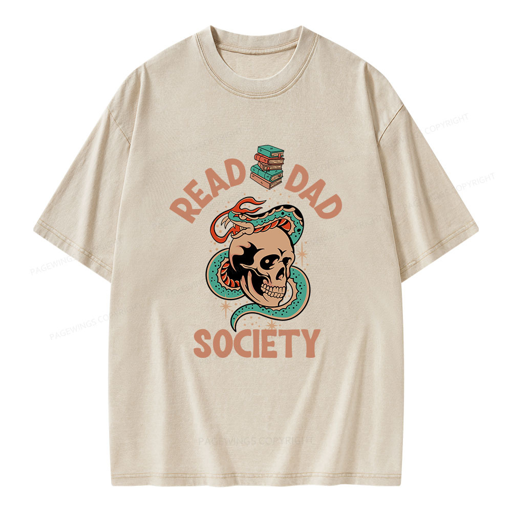 Pagewings Read Dad Society Unisex Washed T-shirt
