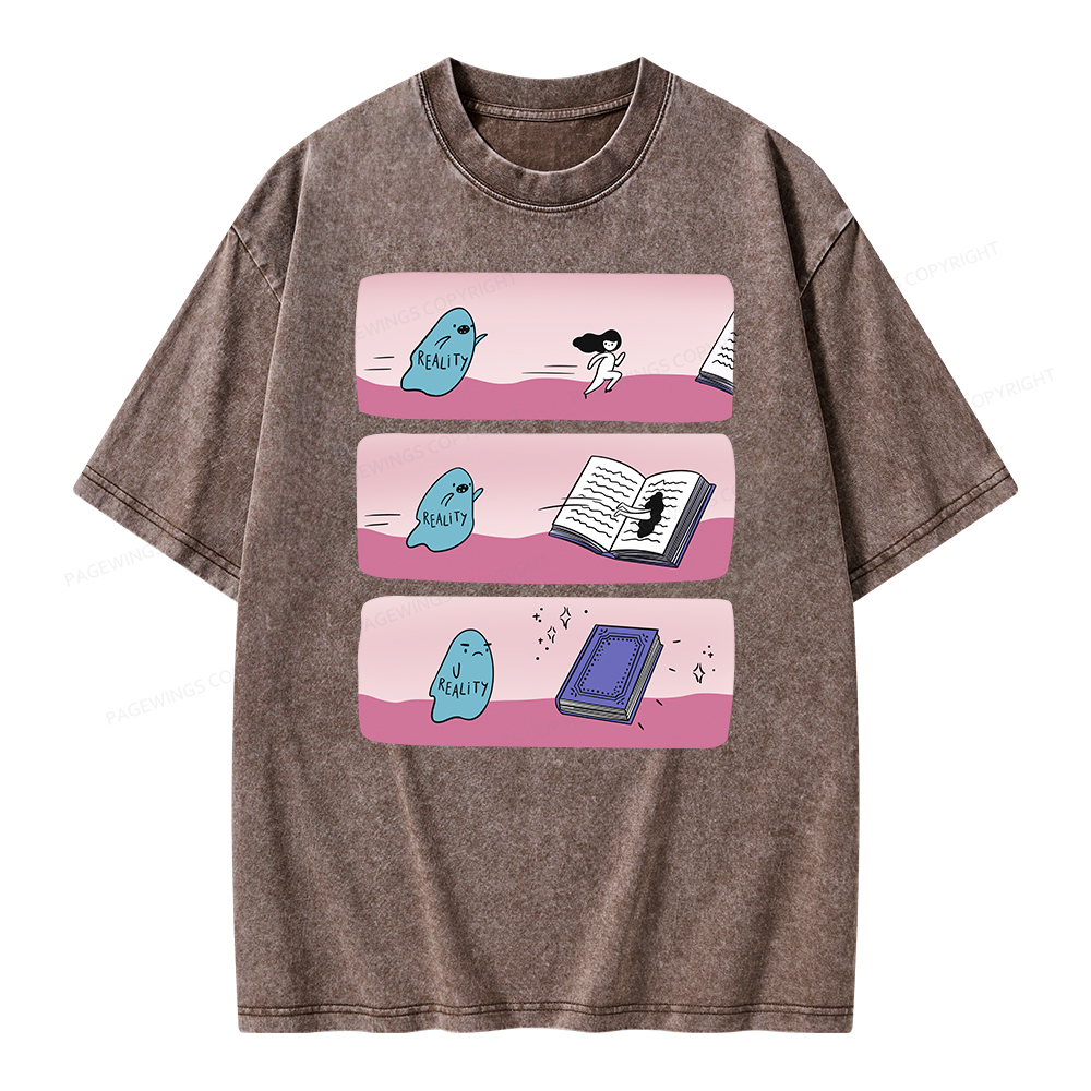 Pagewing Books vs Reality Unisex Washed T-shirt