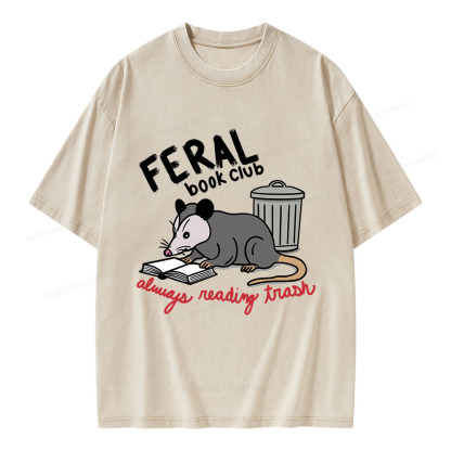 Pagewings Feral Book Club Unisex Washed T-shirt
