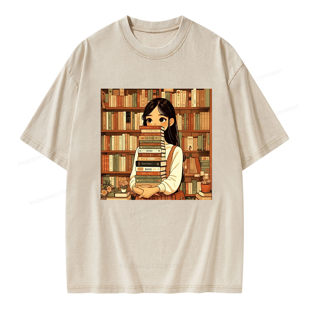 Pagewings A Girl Who Loves To Read Unisex Washed T-shirt