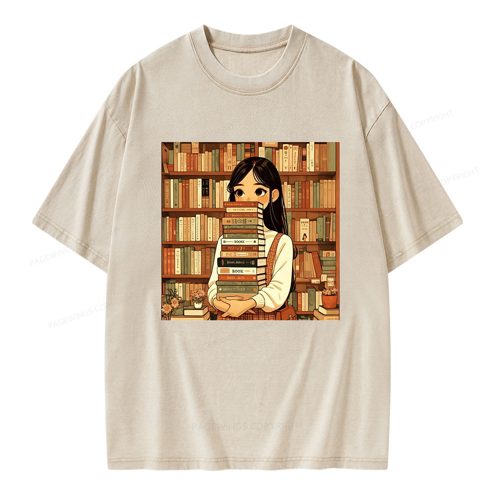 Pagewings A Girl Who Loves To Read Unisex Washed T-shirt