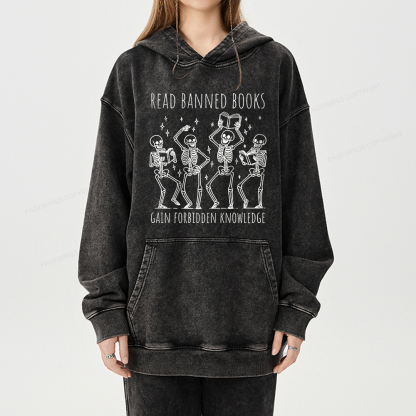 Pagewing Reading Books Tee Book Lover Gift Unisex Washed Hoodie