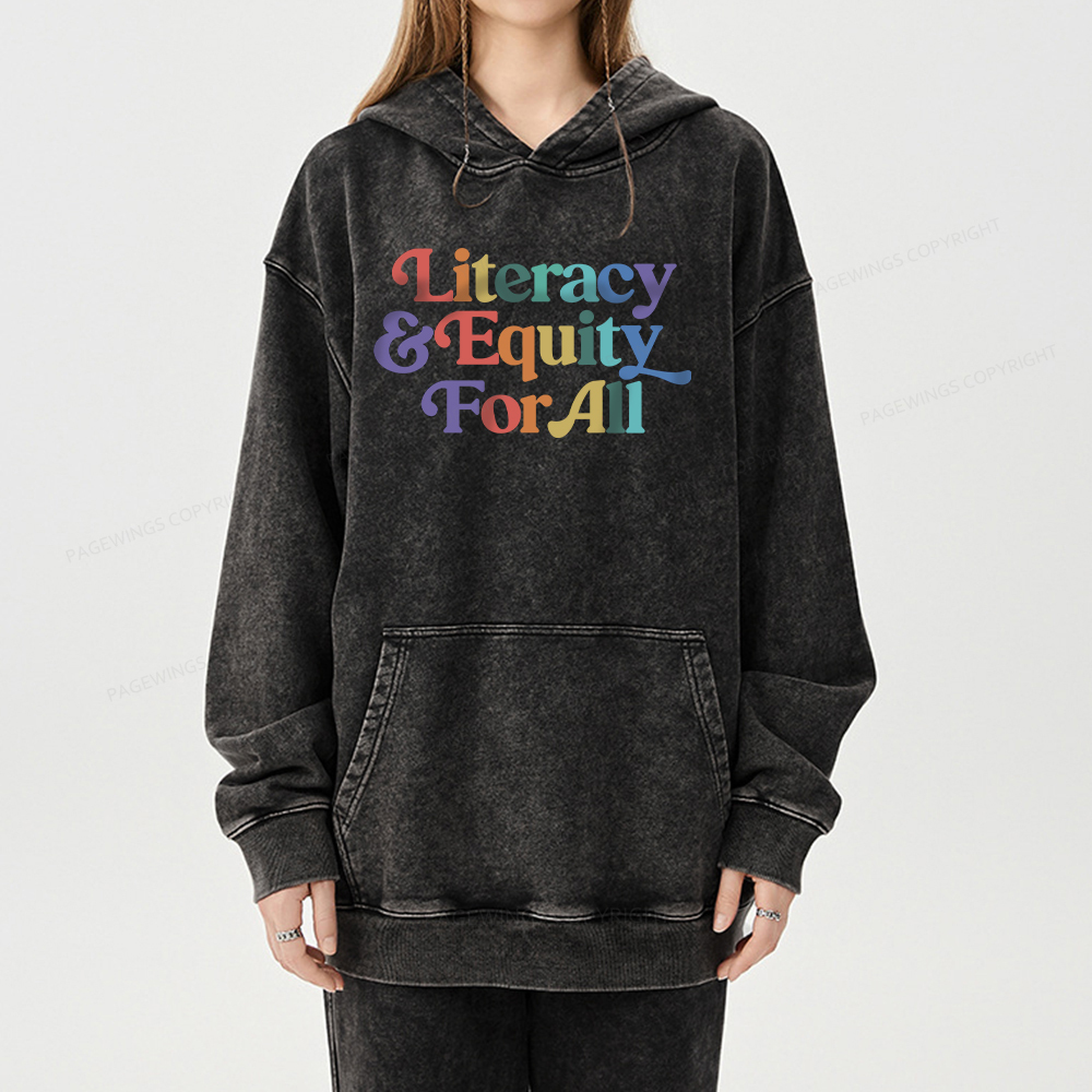 Pagewing Literacy & Equity For All Unisex Washed Hoodie