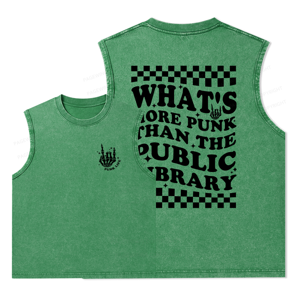 Pagewings punk the public library Unisex Washed Tank Top