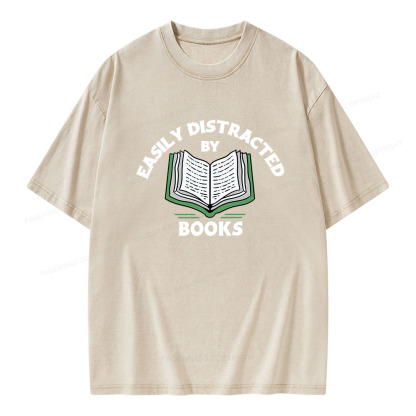 Pagewings Easily Distracted By Books  Unisex Washed T-shirt
