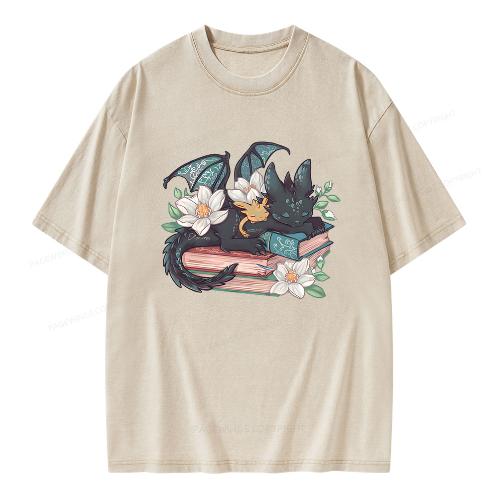 Pagewings Fantasy Book Dragon Unisex Washed T-shirt