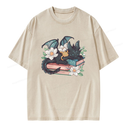 Pagewings Fantasy Book Dragon Unisex Washed T-shirt