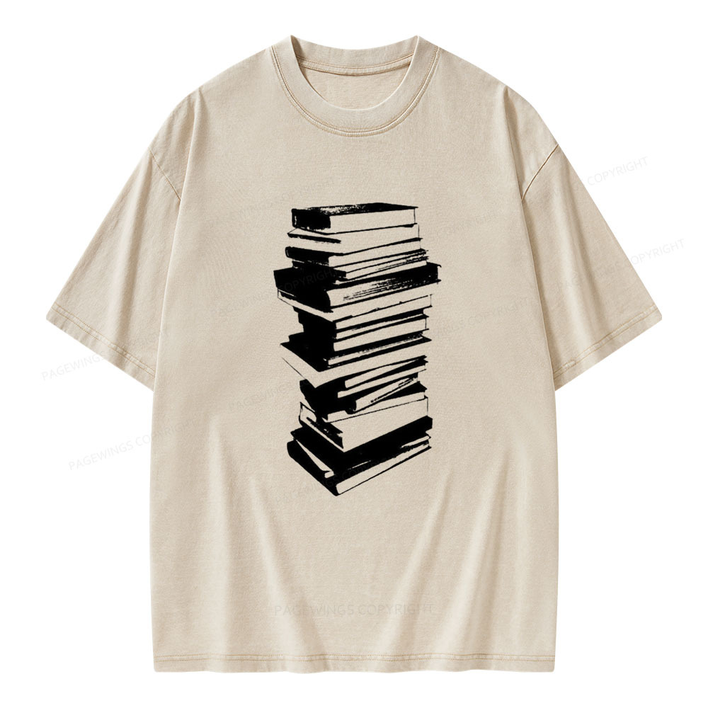 Pagewings Stack of Books Unisex Washed T-shirt