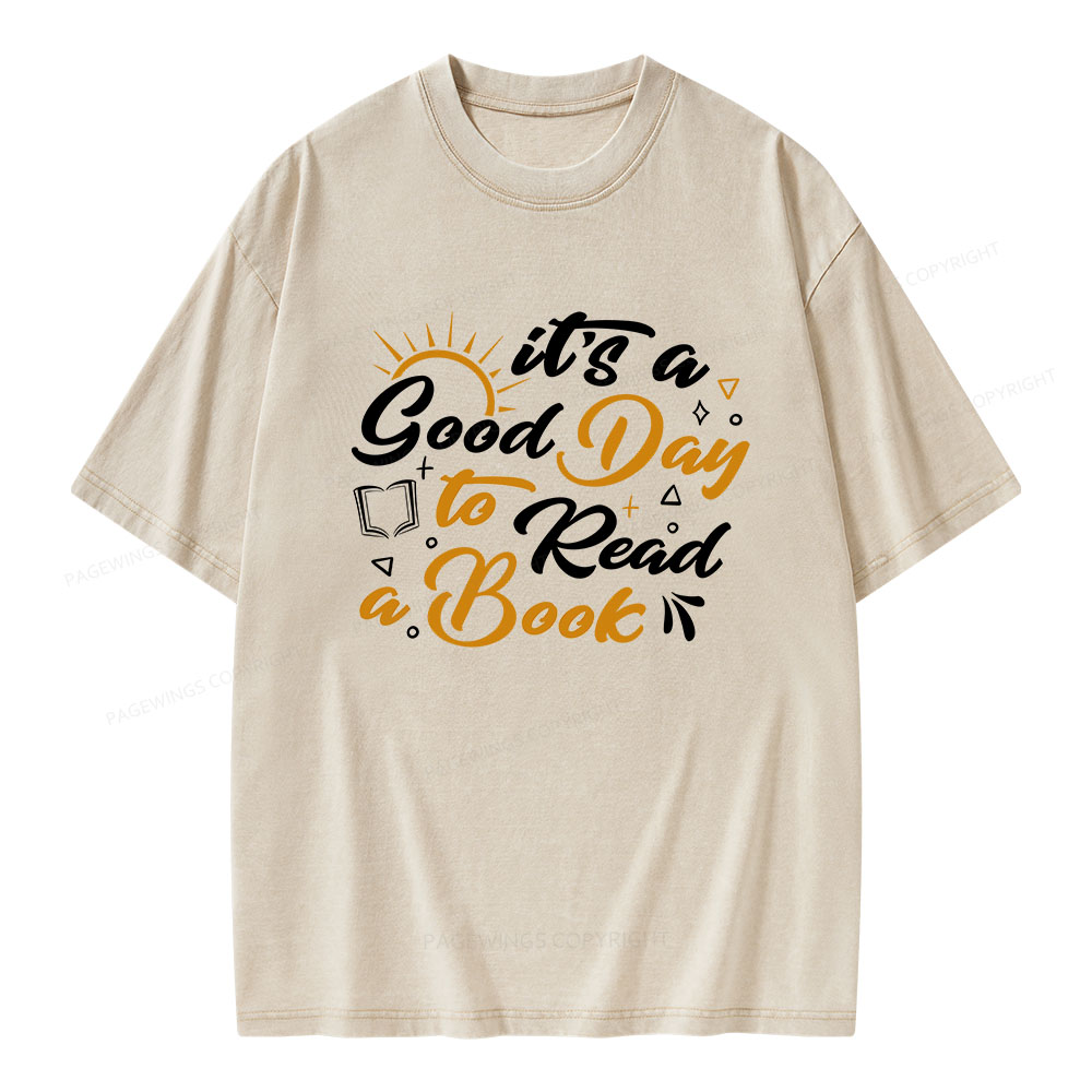 Pagewings It's A Good Day To Read A Book Unisex Washed T-shirt