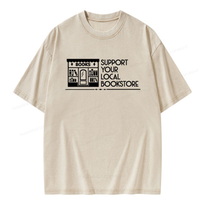 Pagewings Support Your Local Bookstore Unisex Washed T-shirt