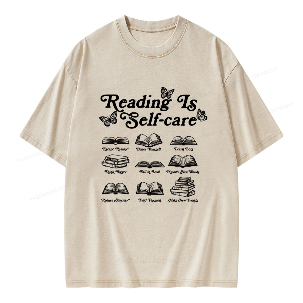 Pagewings Reading Is Self-care Unisex Washed T-shirt