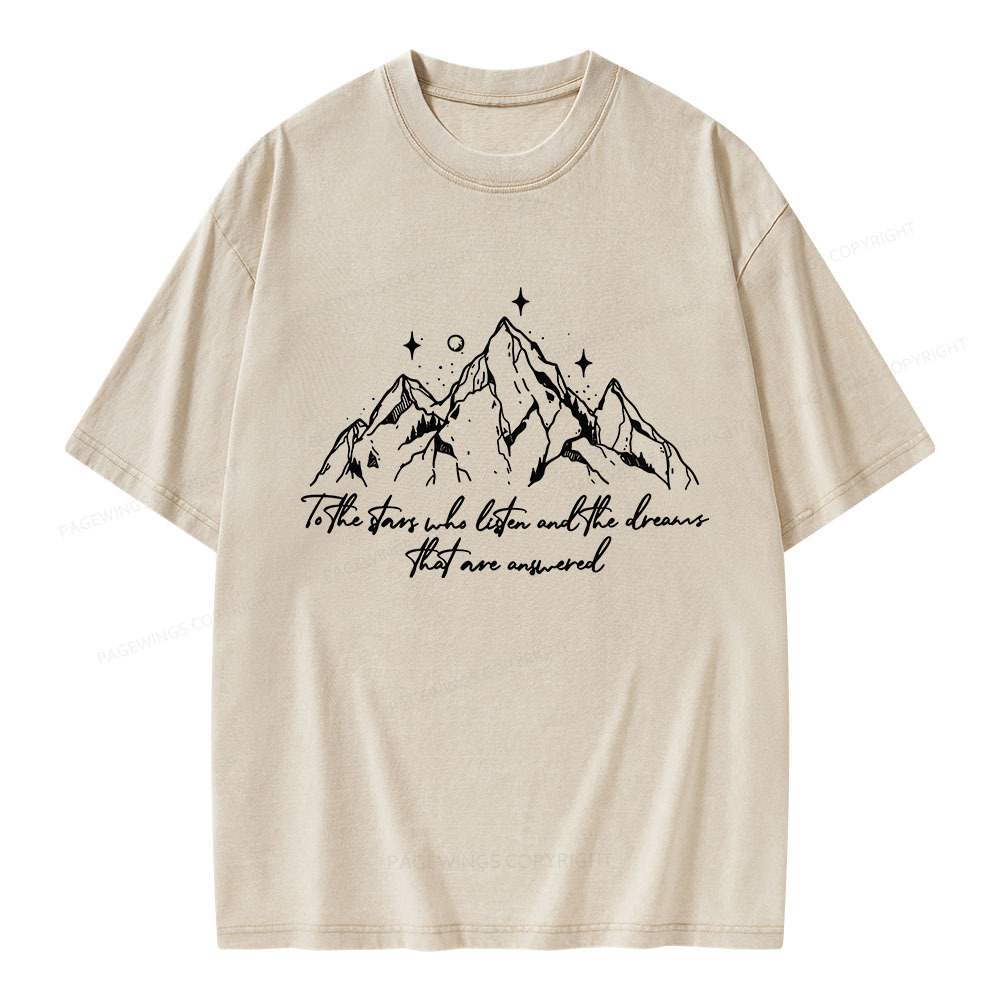 Pagewings Listen To Stars Answer Dreams Unisex Washed T-shirt
