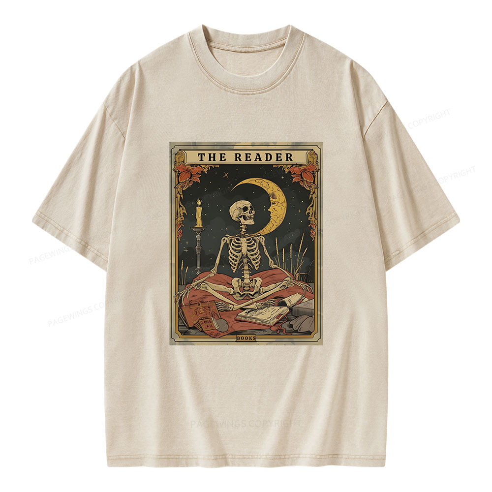 Pagewings The Reader Tarot Card Unisex Washed T-shirt