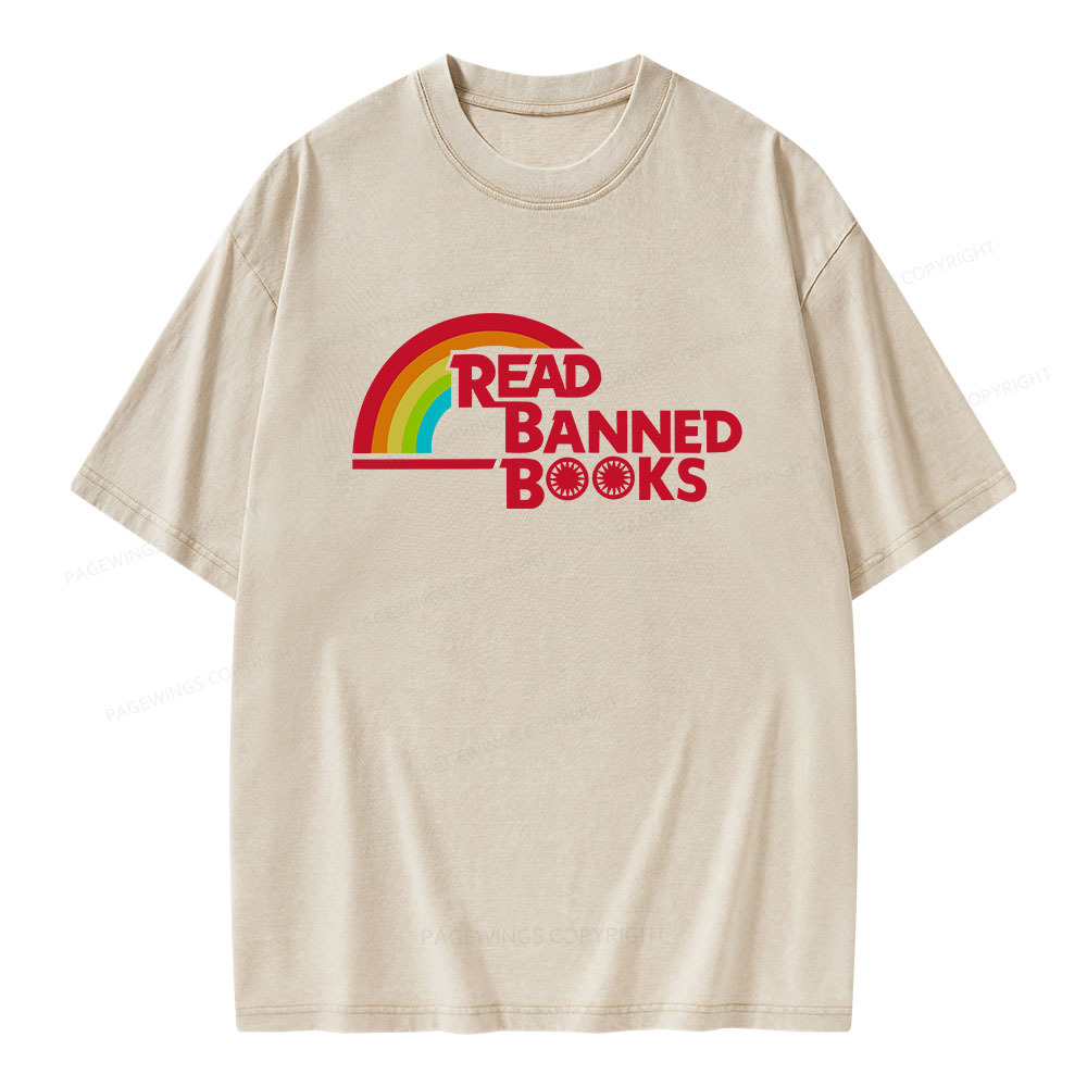 Pagewings Read Banned Books Unisex Washed T-shirt