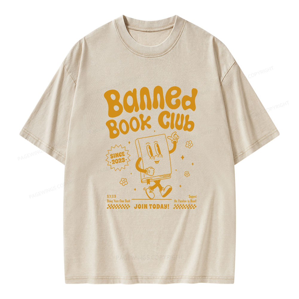 Pagewings Banned Book Club Unisex Washed T-shirt