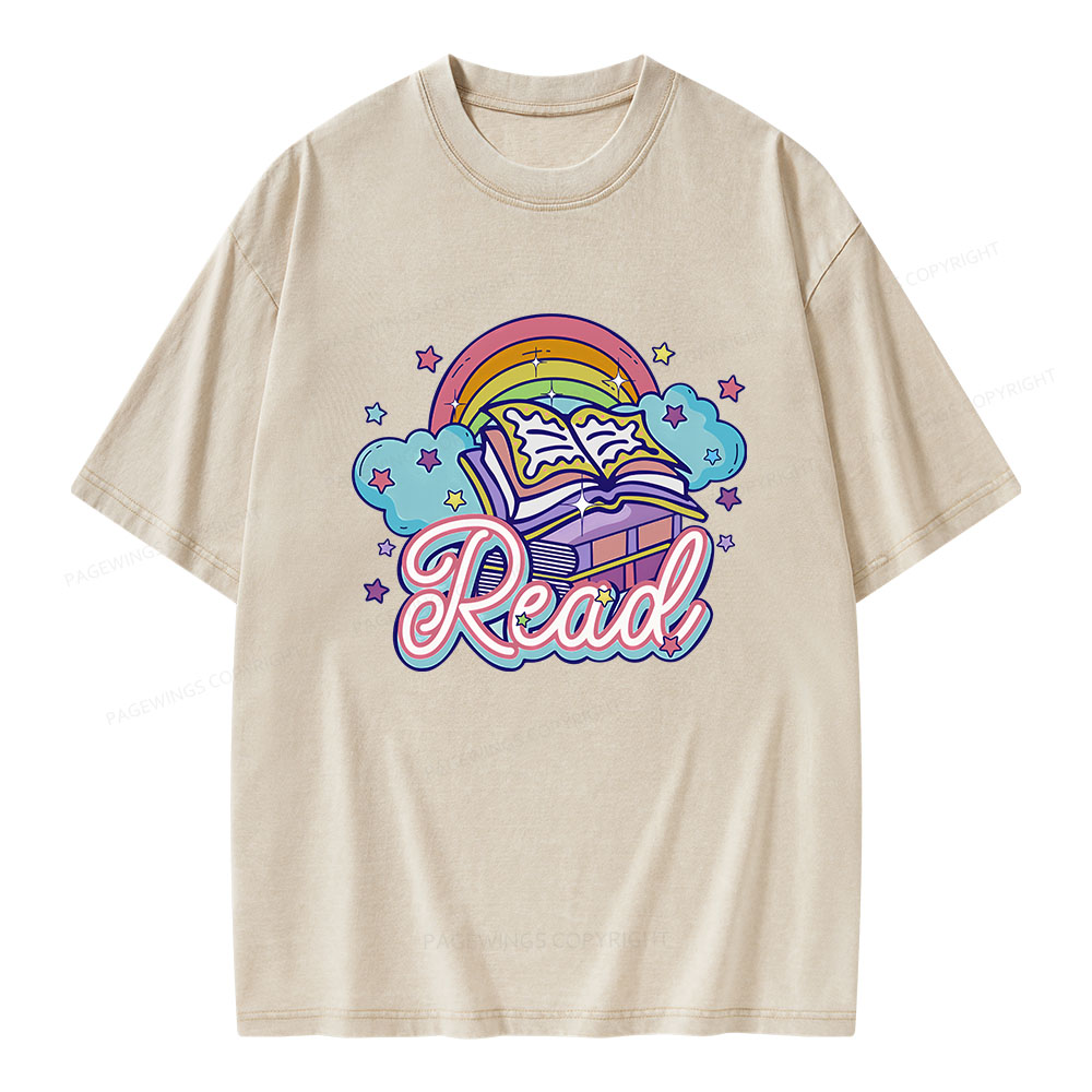 Pagewings Rainbow Book Lover Unisex Washed T-shirt
