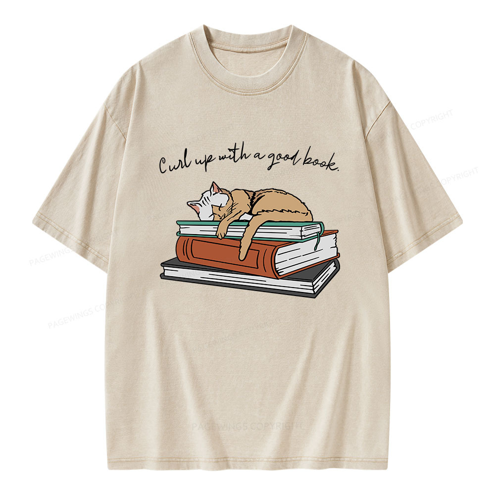 Pagewings Curl Up with a Good Book Unisex Washed T-shirt