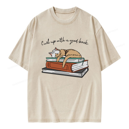 Pagewings Curl Up with a Good Book Unisex Washed T-shirt