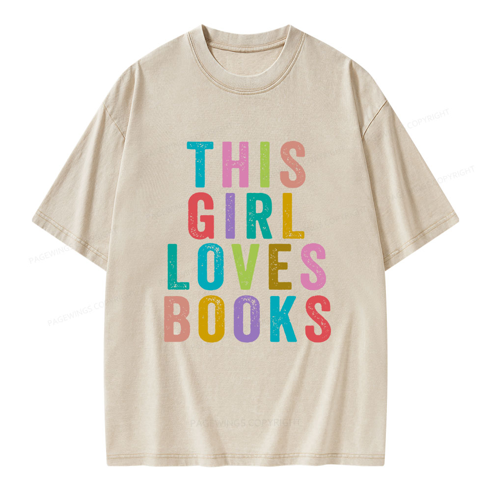 Pagewings This Girl Loves Books Unisex Washed T-shirt