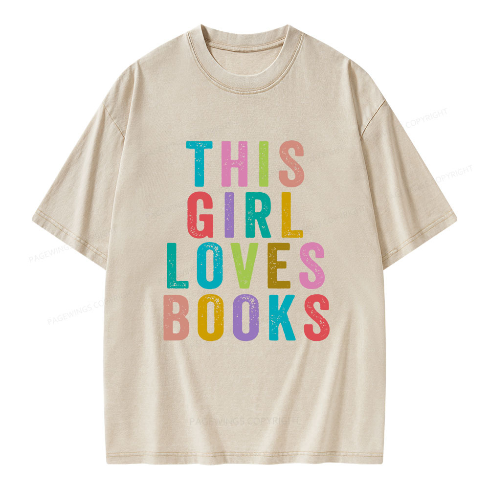 Pagewings This Girl Loves Books Unisex Washed T-shirt