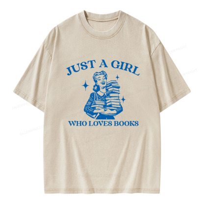 Pagewings Just A Girl Who Loves Books Unisex Washed T-shirt