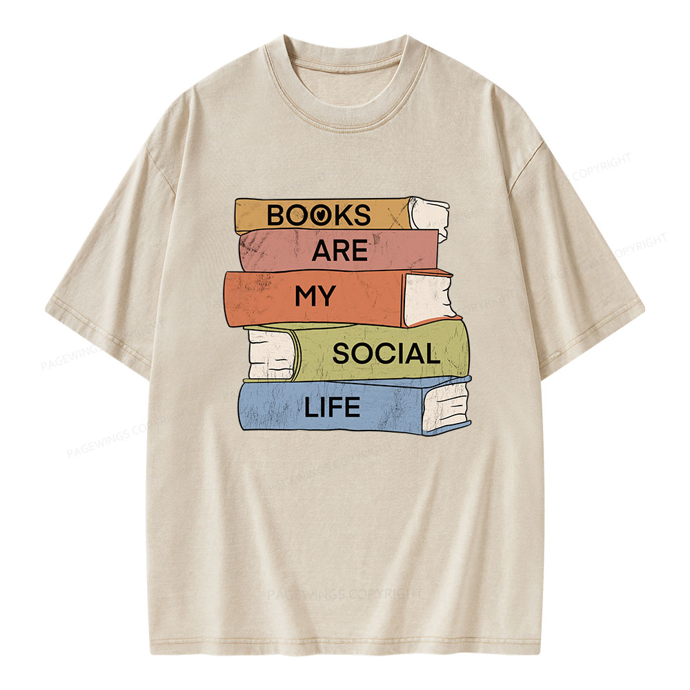 Pagewings Books Are My Social Life Unisex Washed T-shirt