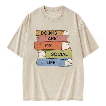 Pagewings Books Are My Social Life Unisex Washed T-shirt