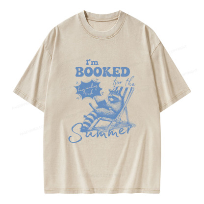 Pagewings I'm Booked For The Summer Unisex Washed T-shirt