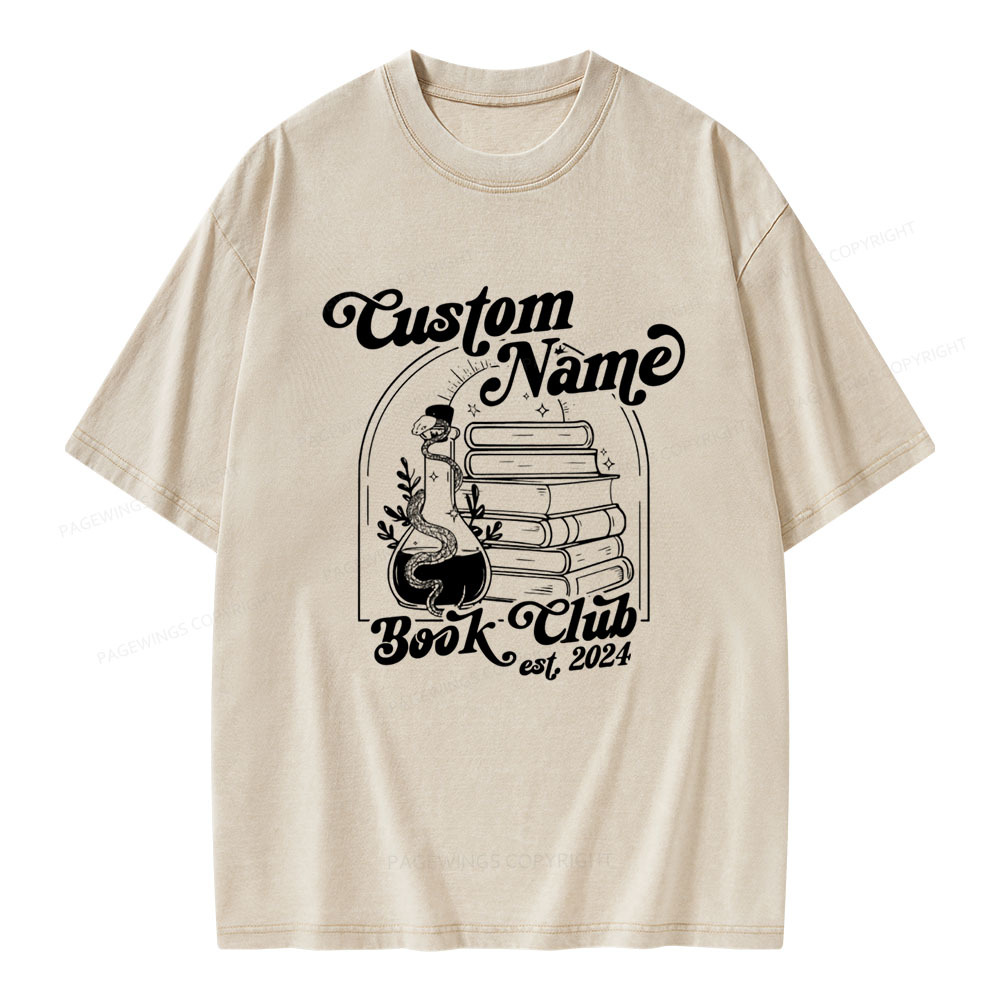 Pagewings Personalized Custom Book Club Unisex Washed T-shirt