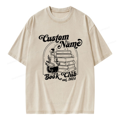 Pagewings Personalized Custom Book Club Unisex Washed T-shirt
