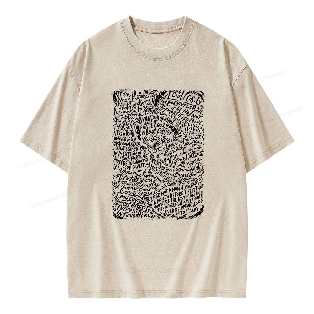 Pagewings Pride and Prejudice Unisex Washed T-shirt