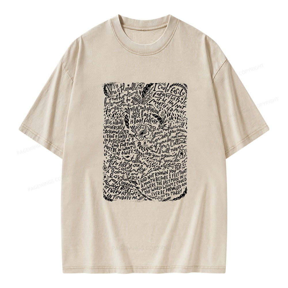 Pagewings Pride and Prejudice Unisex Washed T-shirt