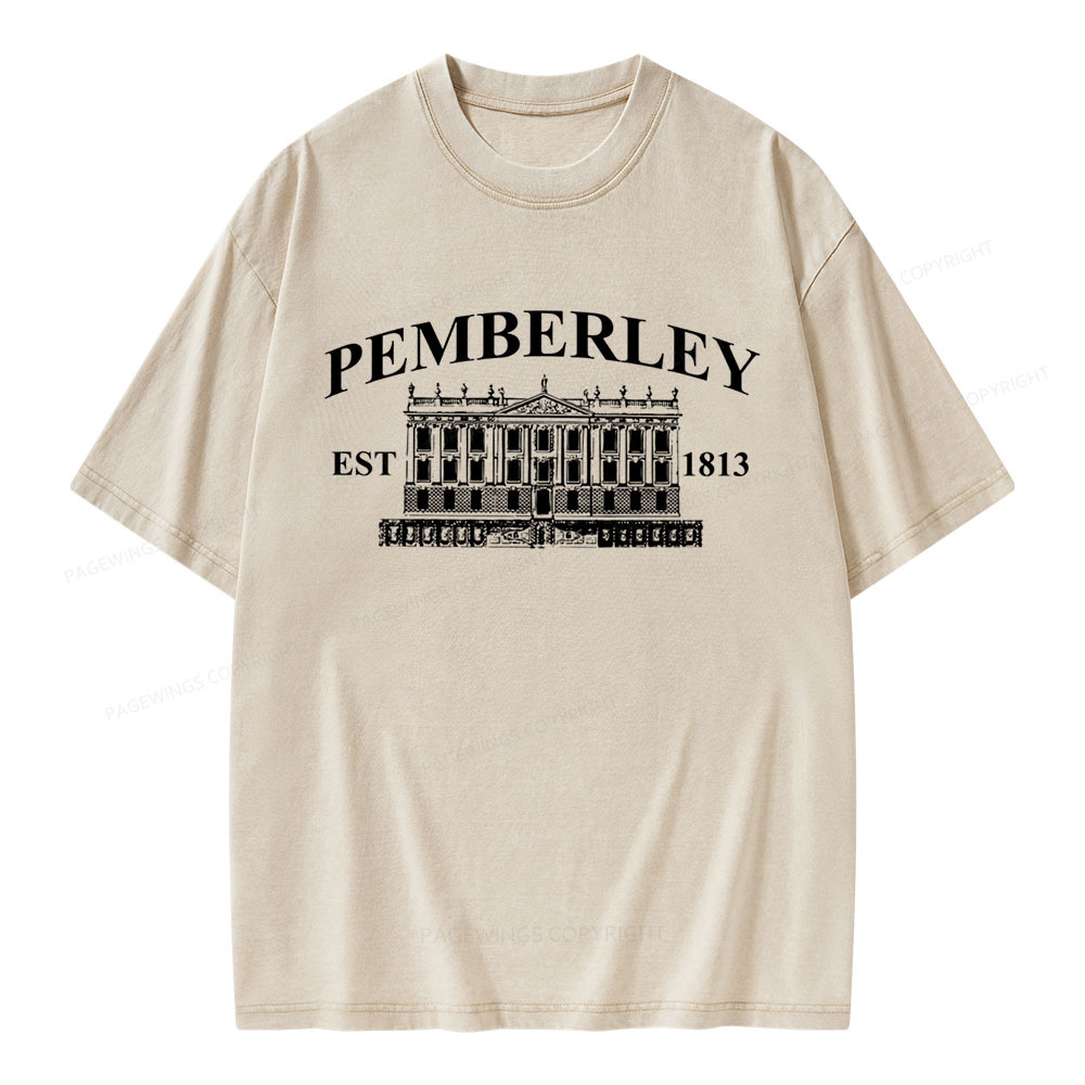 Pagewings Pemberley Unisex EST 1813 Washed T-shirt