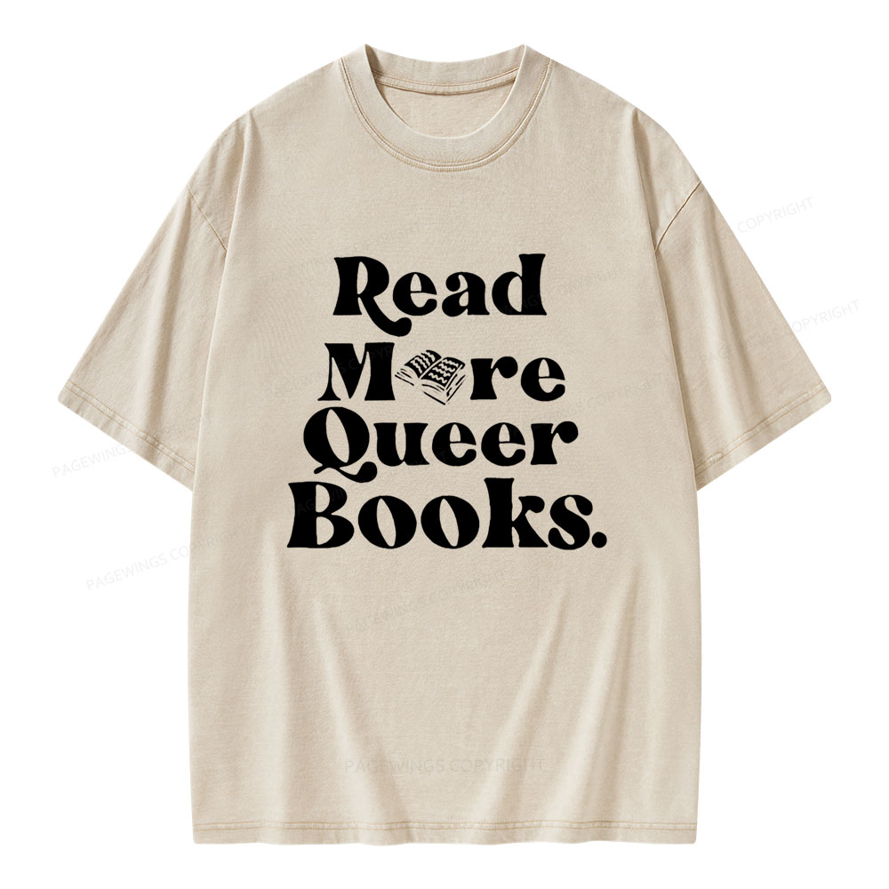 Pagewings Read More Queer Books Unisex Washed T-shirt