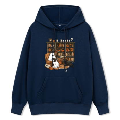 Pagewings Halloween Ghost Reading Books Unisex Classic Hoodie