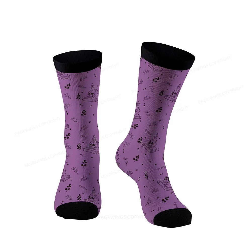 Pagewings Read Banned Books Skeleton Halloween Goth Protest Socks