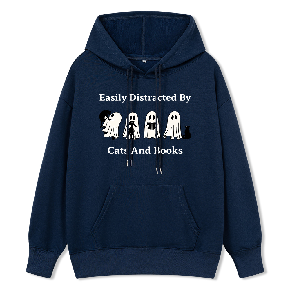 Pagewings Easily Distracted By Cats And Books Unisex Classic Hoodie