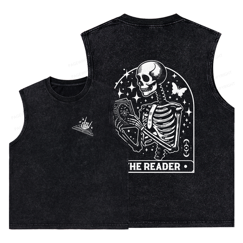 Pagewings The Reader Tarot Card Shirt Unisex Washed Tank Top